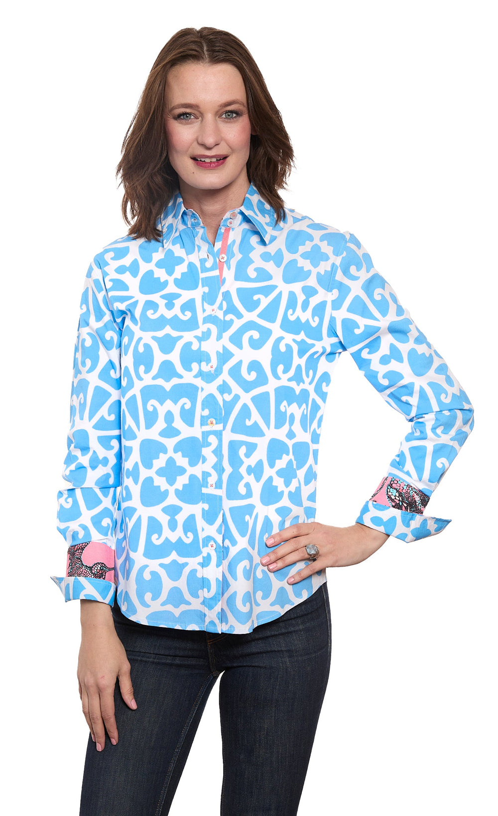 Rome Shirt Blue Geometric Print from KADOU Boutique