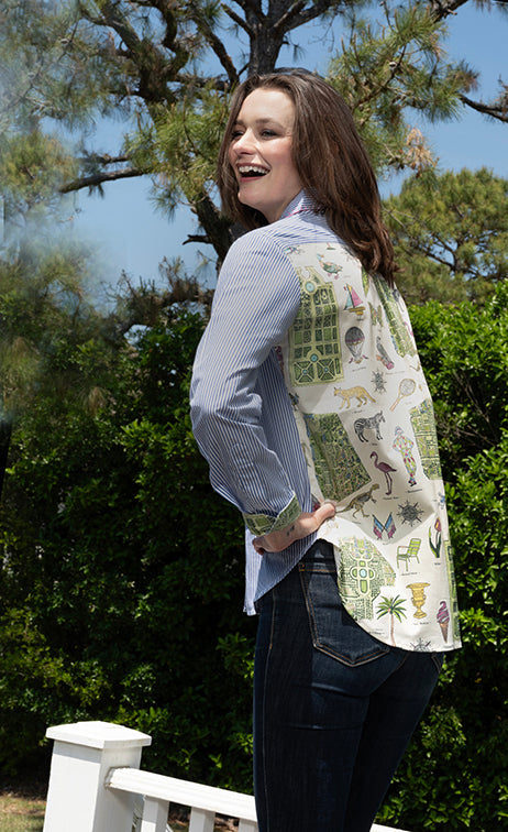Chesapeake Top Striped Front with Paris Map on Back