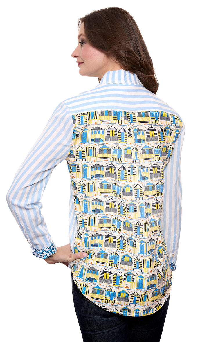 Chesapeake Hi-lo Top, Stripes On The Front, Cabanas On The Back