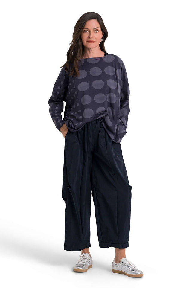 Pima Cotton Circles Luxury Boxy Tee - Midnight from KADOU Boutique