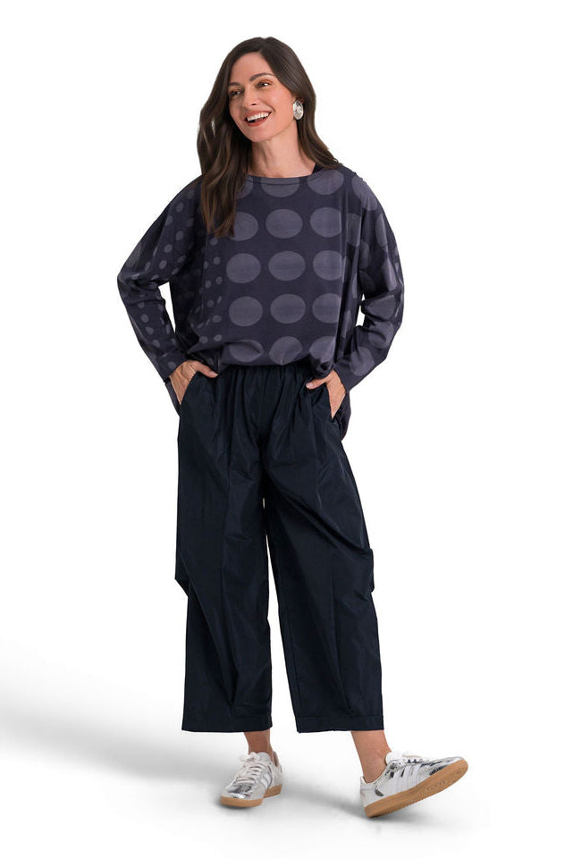 Pima Cotton Circles Luxury Boxy Tee - Midnight from KADOU Boutique