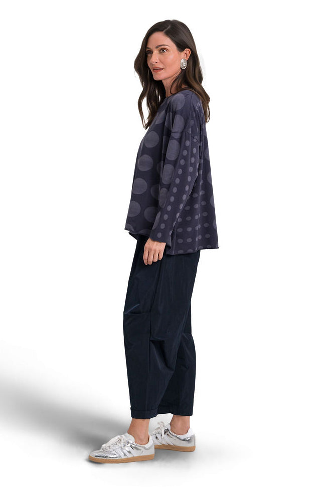 Pima Cotton Circles Luxury Boxy Tee - Midnight from KADOU Boutique