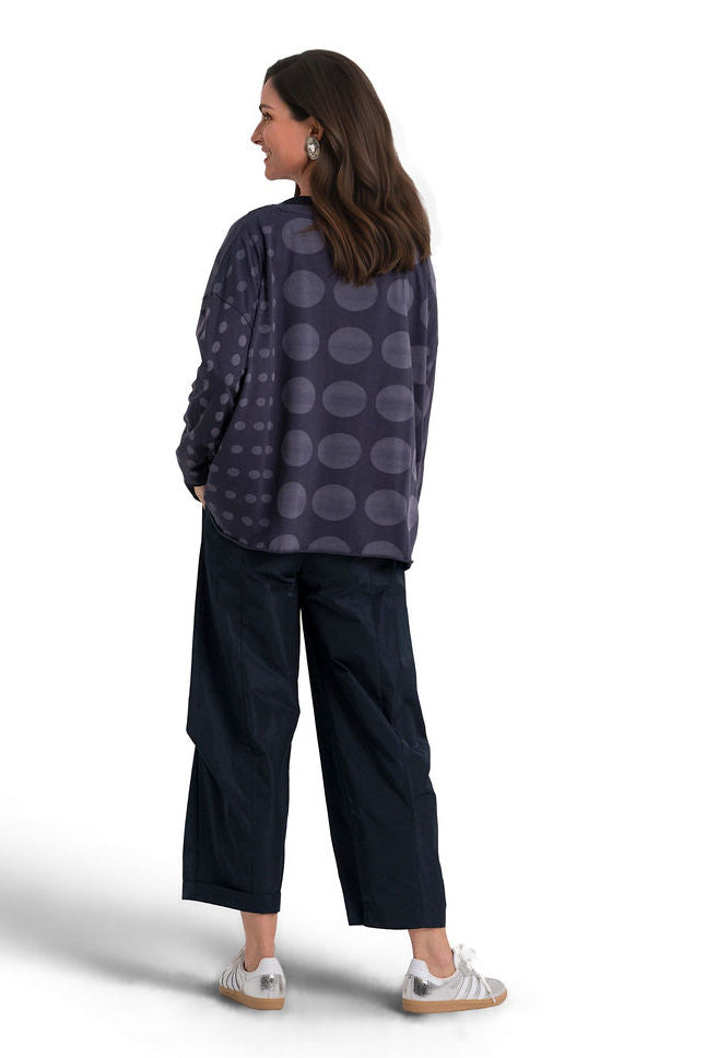 Pima Cotton Circles Luxury Boxy Tee - Midnight from KADOU Boutique