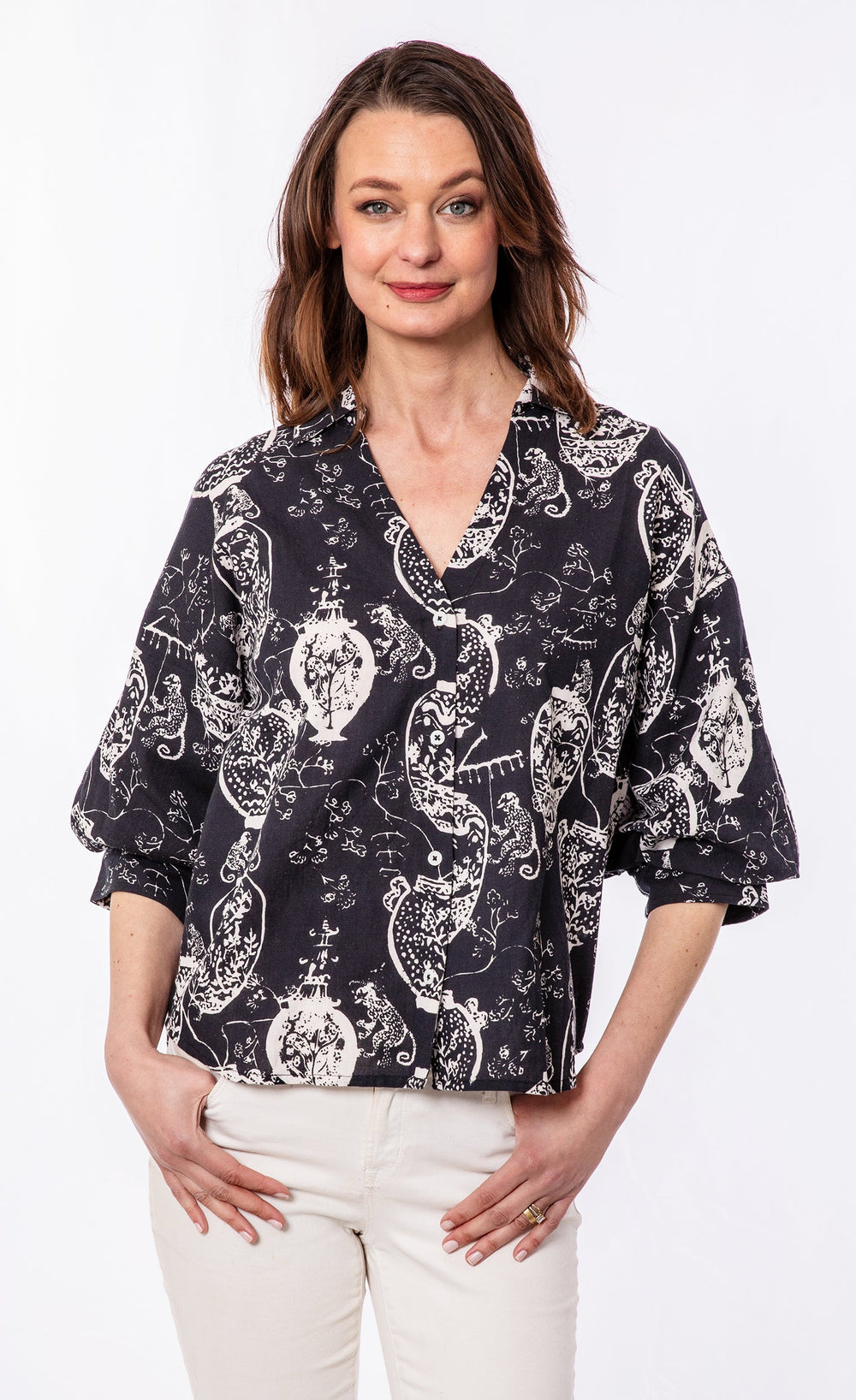 Oversized Puff Sleeve Black White from KADOU Boutique
