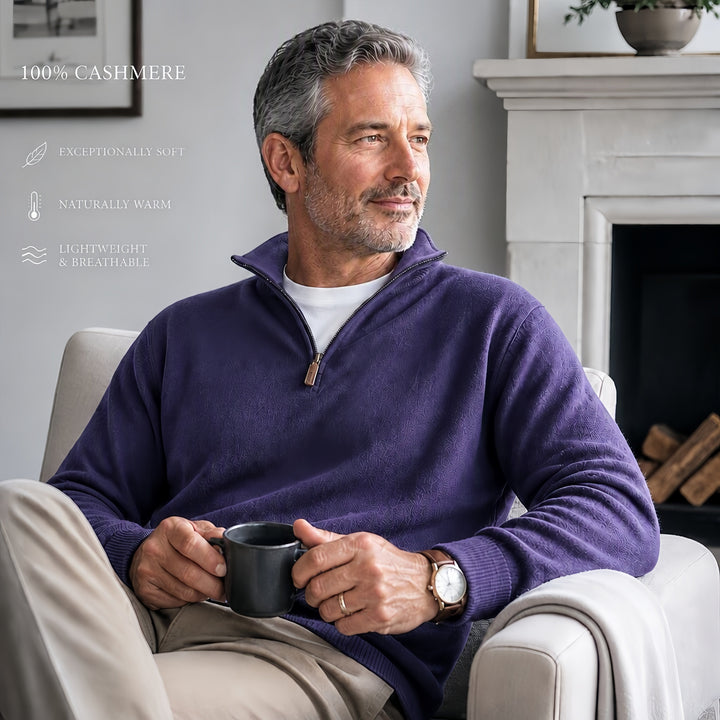 Men’s 100% Cashmere Quarter Zip Sweater 