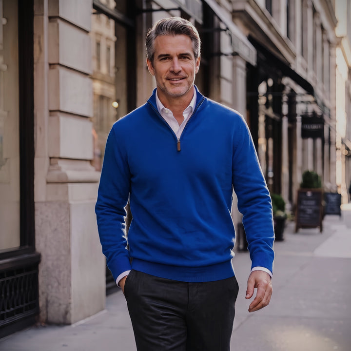 Men’s 100% Cashmere Quarter Zip Sweater 