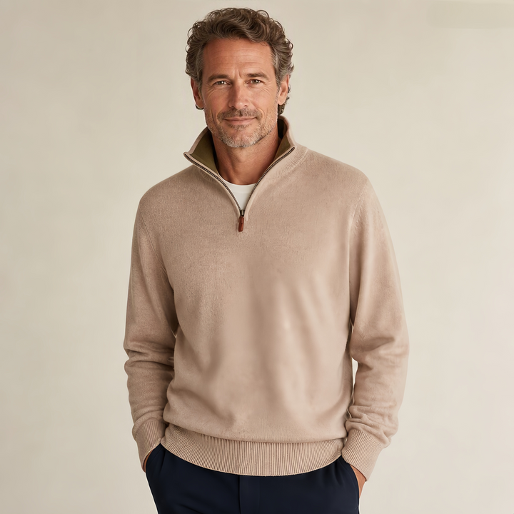 Men’s 100% Cashmere Quarter Zip Sweater 