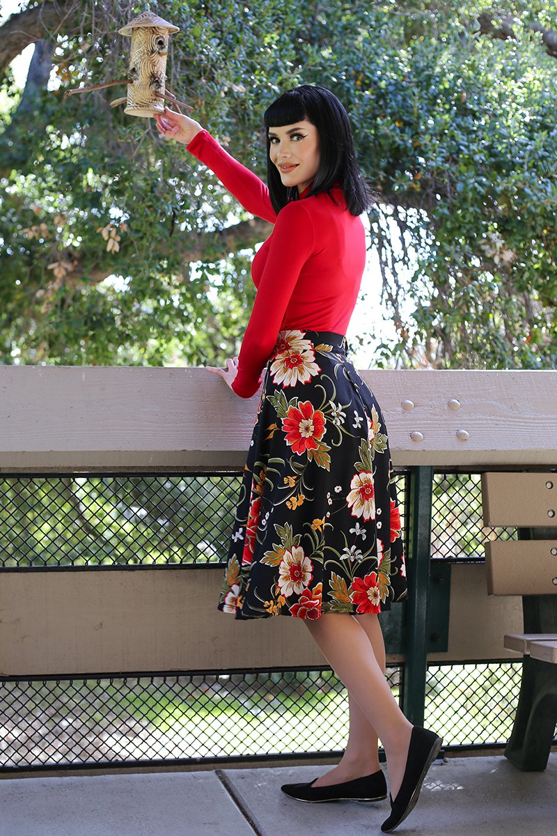 Charlotte Skirt in Black Floral - 4X Only from KADOU Boutique
