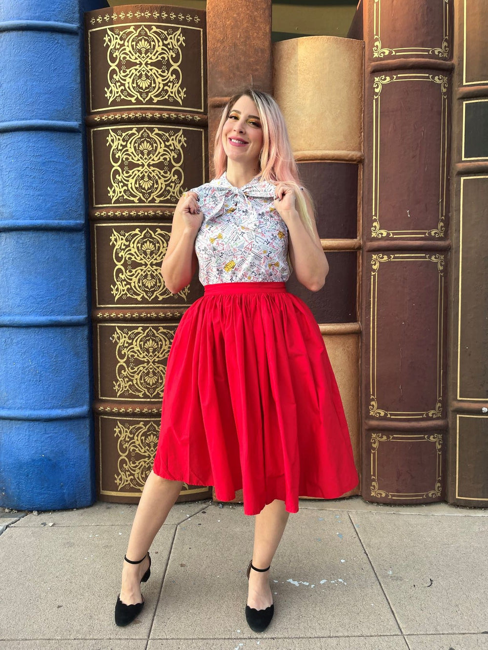 Peggy Swing Skirt in Red from KADOU Boutique