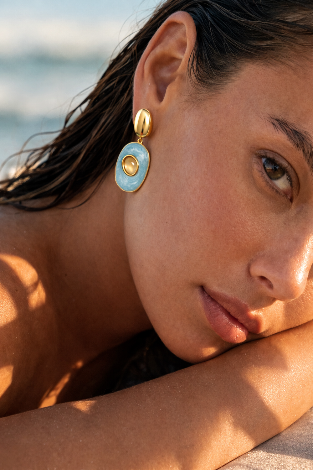 Glenda Light Blue Drop Earring from KADOU Boutique