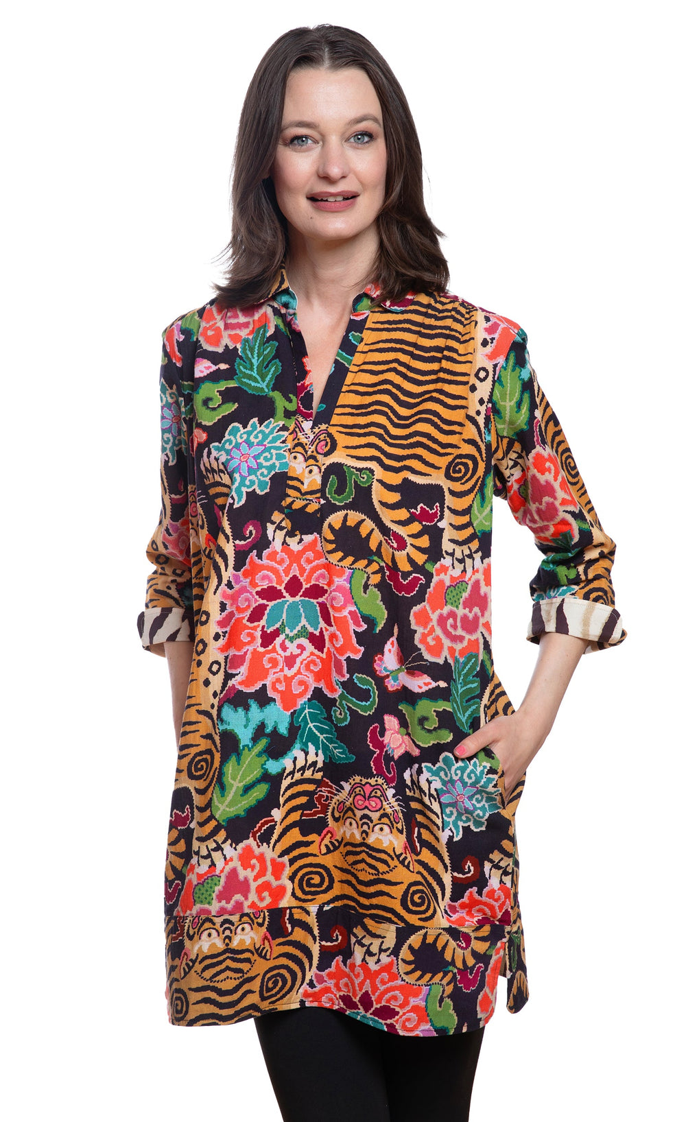 Vail Tunic Tiger Rug Print from KADOU Boutique