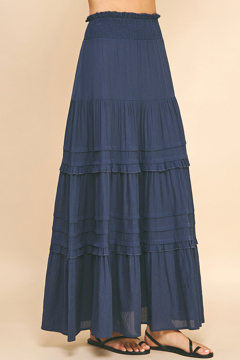 The Tiered Maxi Skirt. A side view.