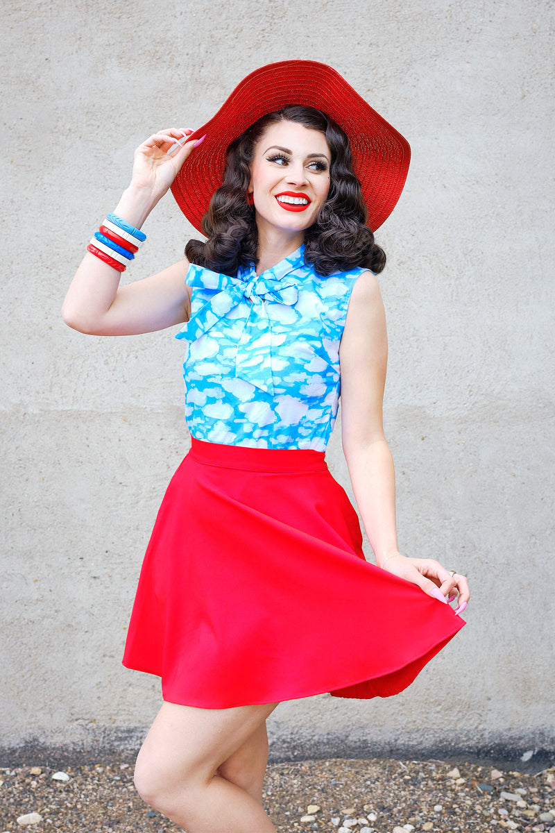 Red Skater Skirt from KADOU Boutique