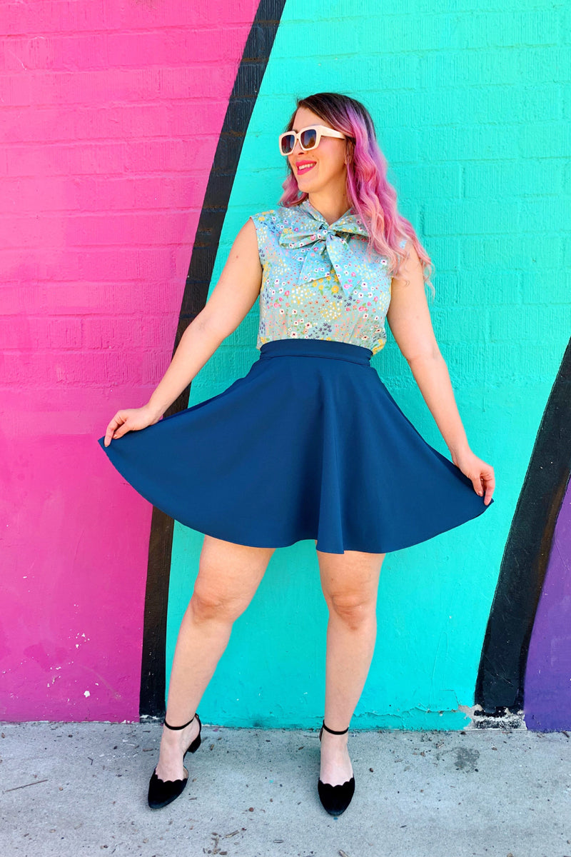Ocean Blue Skater Skirt from KADOU Boutique