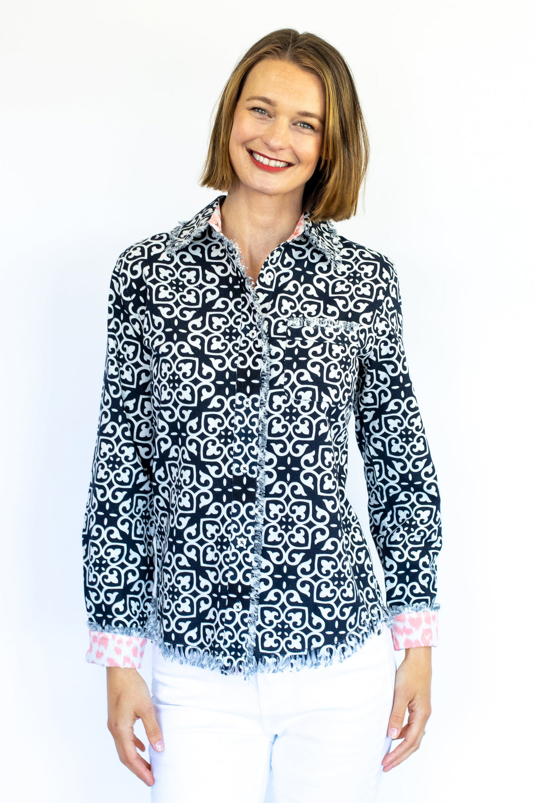 Cape Cod Shirt with Black &amp; White Geometric Print