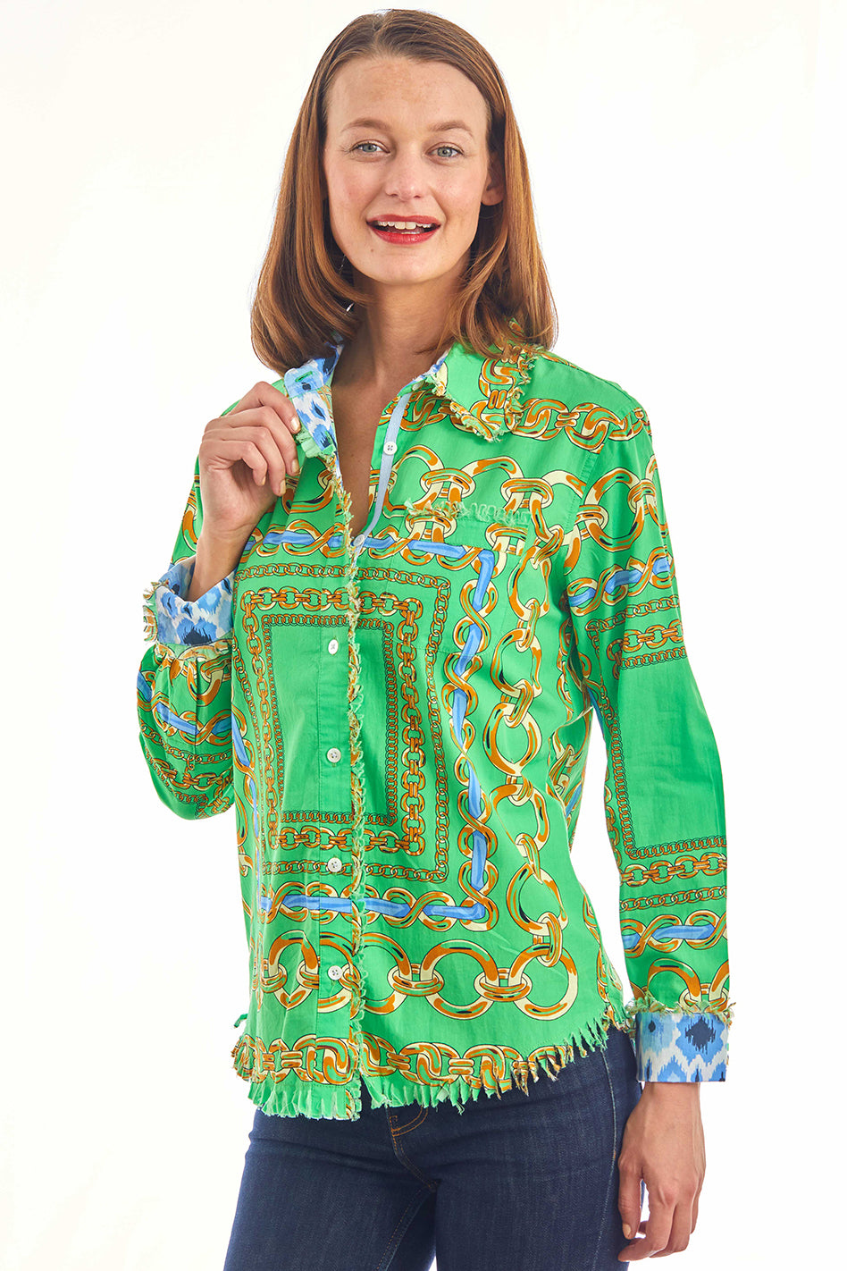 Cape Cod Tunic Green Blue Links from KADOU Boutique
