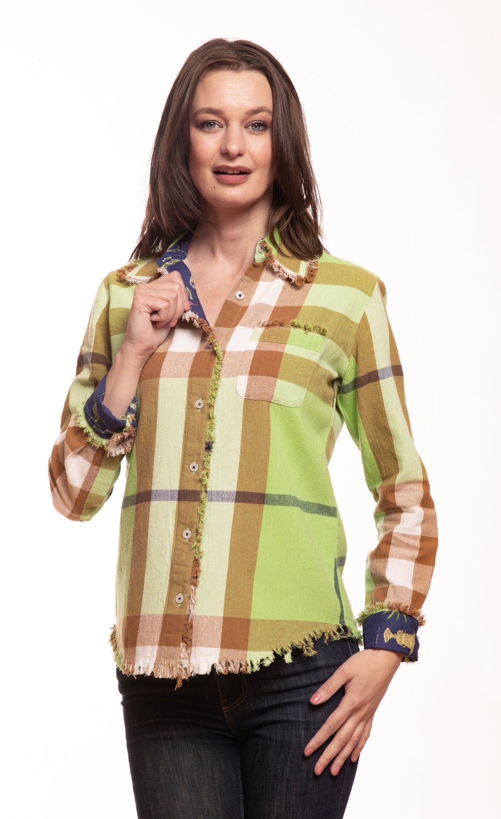 Cape Cod Green Khaki Yarndyed Plaid from KADOU Boutique