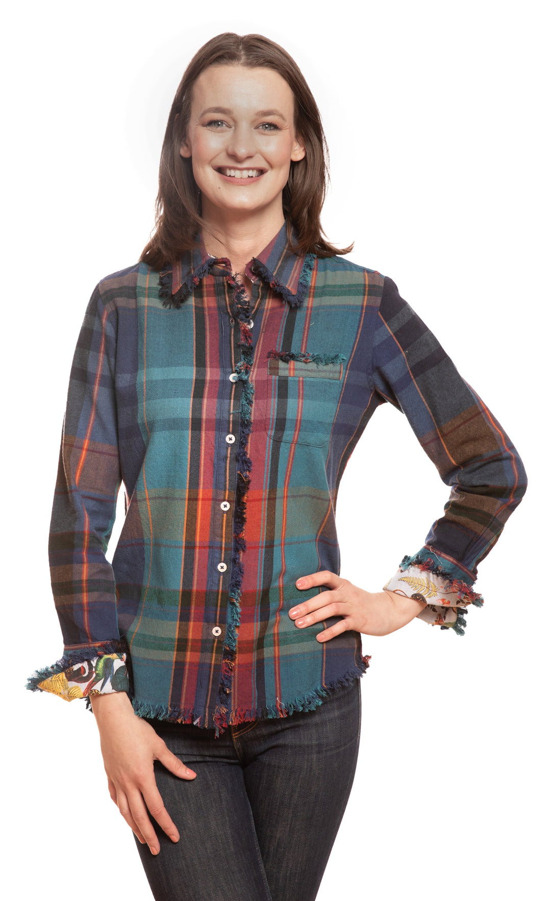 Cape Cod Top Blue and Violet Yarn-Dyed Plaid