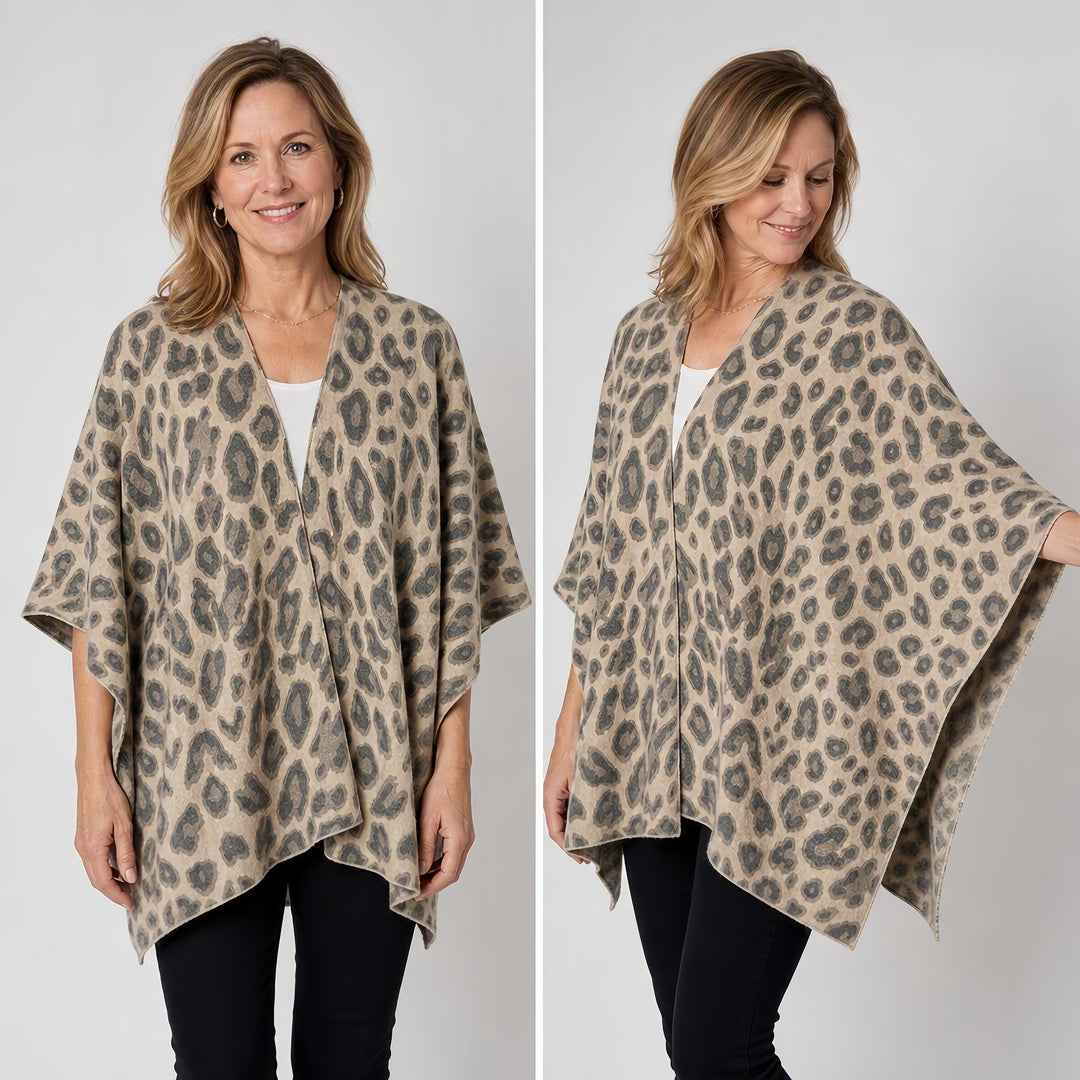 Cashmere Leopard‑Print Cape 
