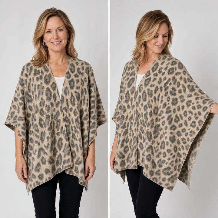 Cashmere Leopard‑Print Cape 