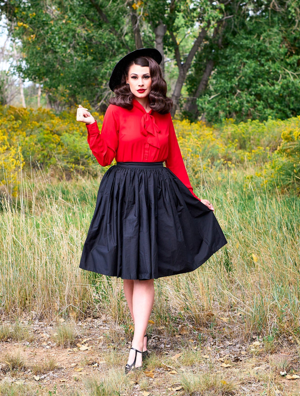 Helen Retro Blouse in Red - Plus Sizes Only from KADOU Boutique