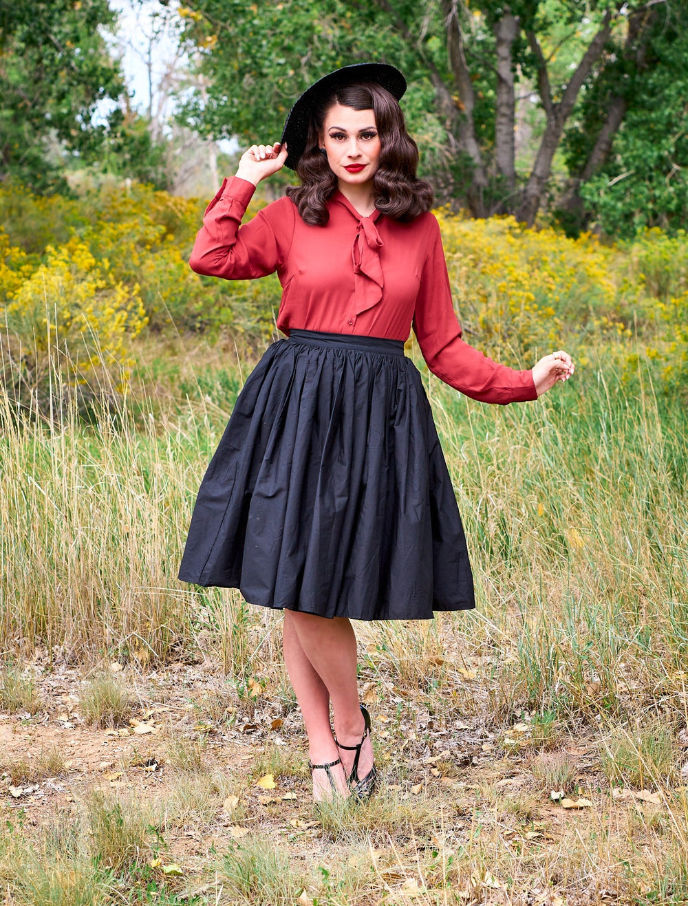 Helen Retro Blouse in Cognac - 3X Only from KADOU Boutique