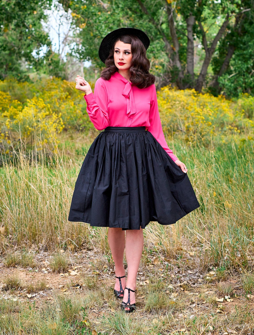 Helen Retro Blouse in Pink from KADOU Boutique