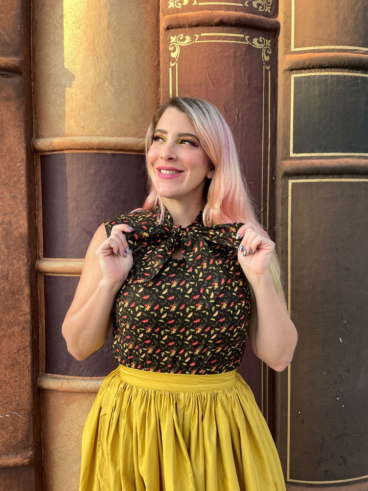 Leaves Bow Top with playful print from KADOU Boutique