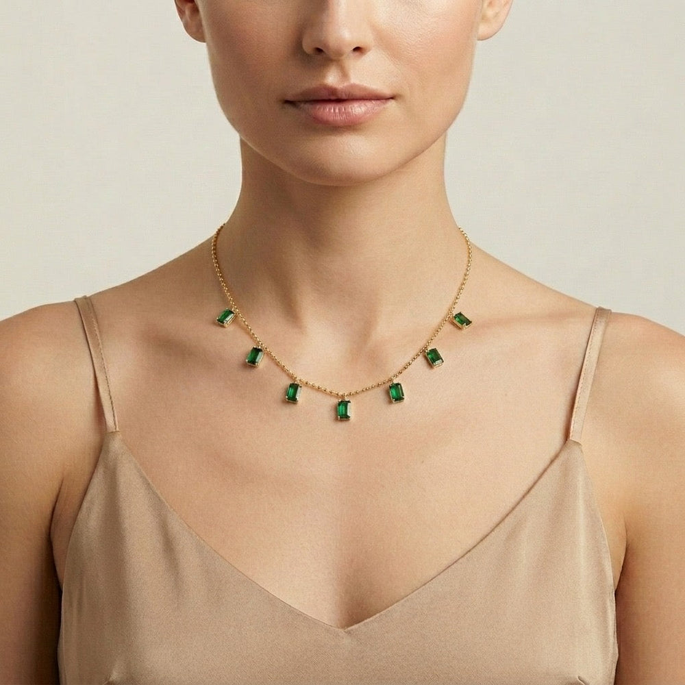 Emerald Georgian Bezel Set Necklace from KADOU Boutique