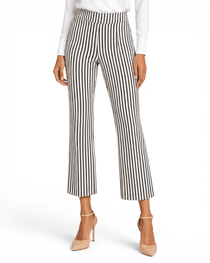 Krazy Larry P600 Pull On Wide Ankle Pant -Black/white Stripe from KADOU Boutique