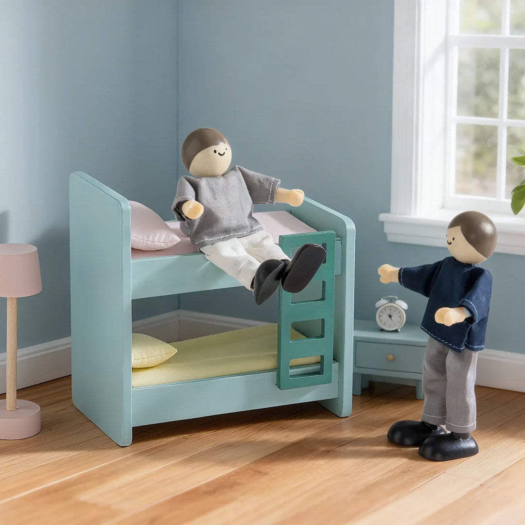 Tiny Land® Sweetwood Evergreen Dollhouse &amp; Wooden Dollhouse Dolls