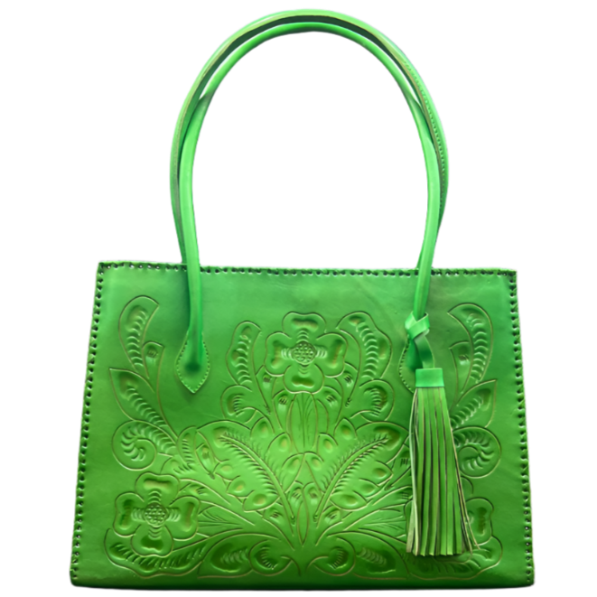 The Amy | Hand-Tooled Leather Tote Bag