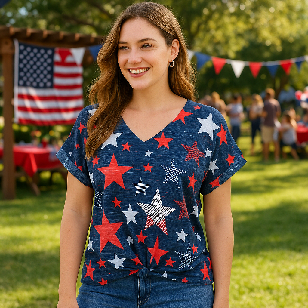 USA Flag Graphic Patriotic Tee