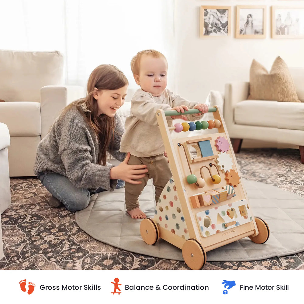 Tiny Land® Versatile Natural Wooden Baby Walker from KADOU Boutique