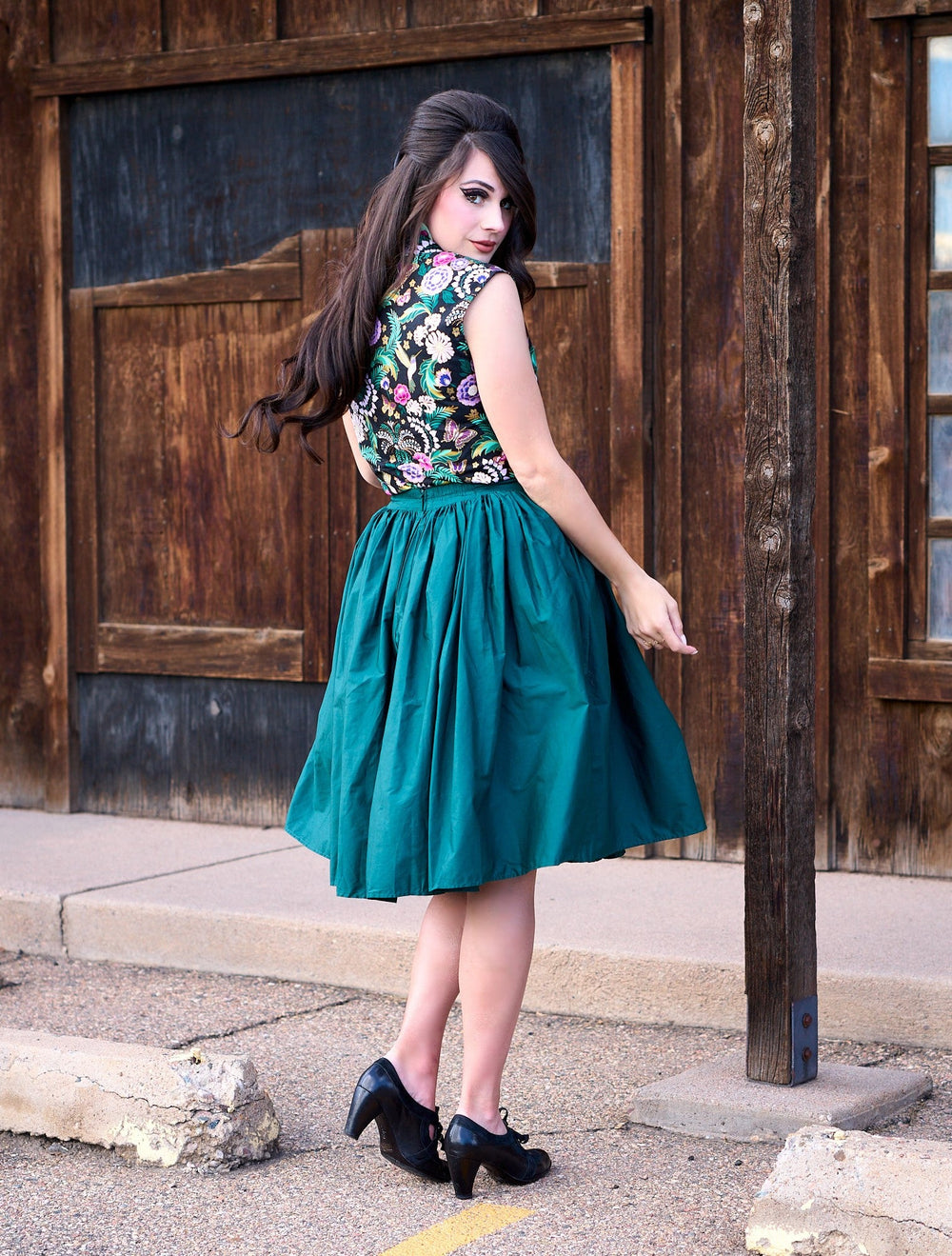Peggy Swing Skirt in Green from KADOU Boutique