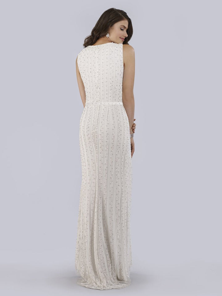 Lara Brand Beaded Faux-Wrap V-Neck Bridal Gown