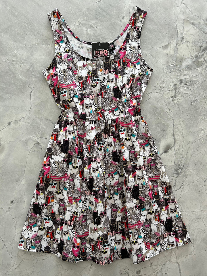 Cool Cats Shorter Length Fit &amp; Flare Dress