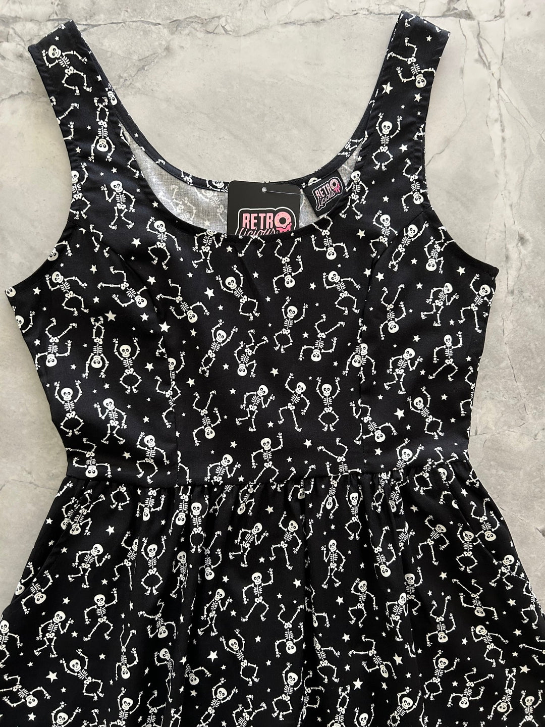 Glow in the Dark Dancing Skeletons Fit &amp; Flare Dress - XS only