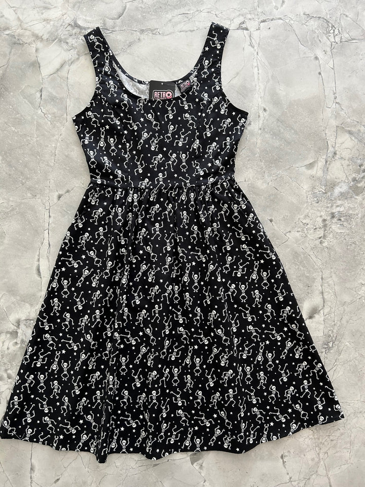 Glow in the Dark Dancing Skeletons Fit &amp; Flare Dress - XS only