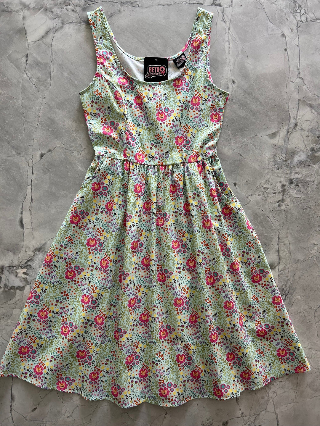 Floral Cats Fit &amp; Flare Dress