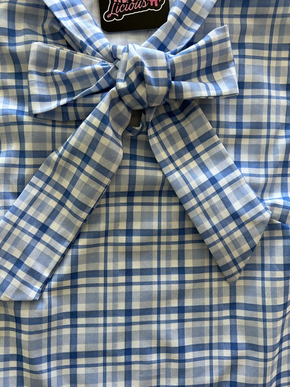 Blue Plaid Bow Top from KADOU Boutique