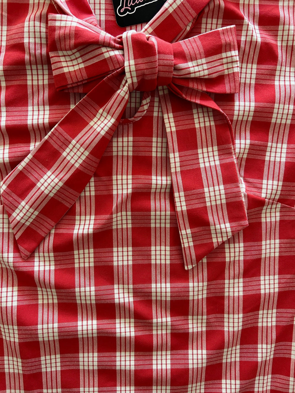 Red Plaid Bow Top - Plus Sizes Only from KADOU Boutique