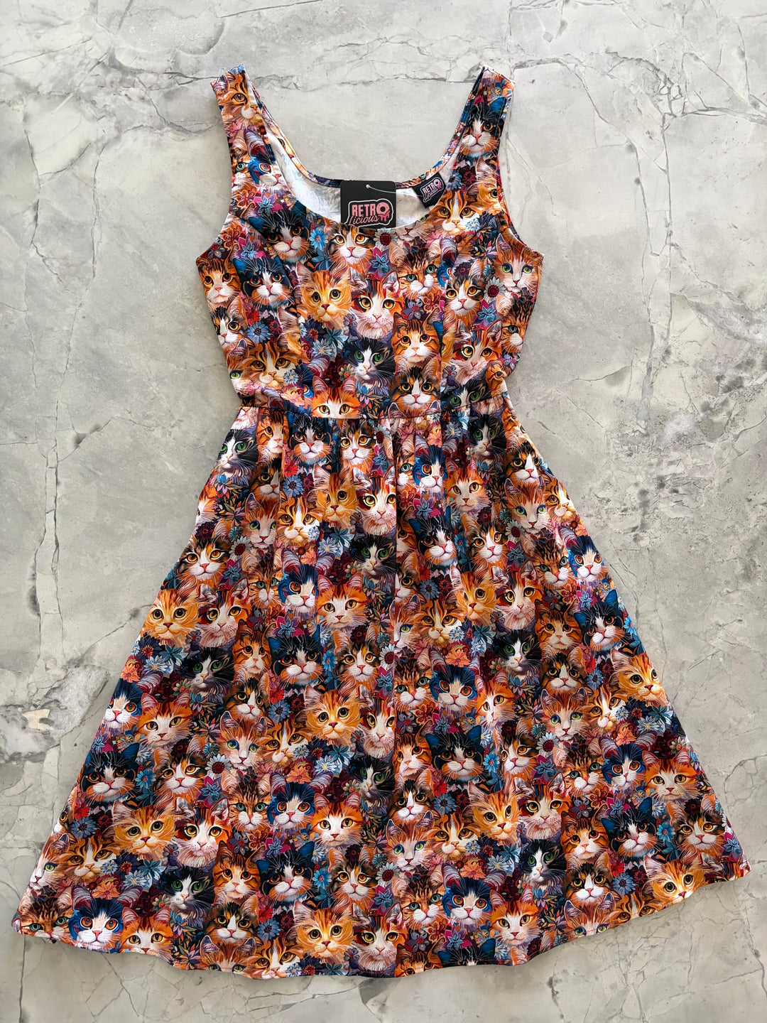 Cats &amp; Flowers Fit &amp; Flare Dress from KADOU Boutique