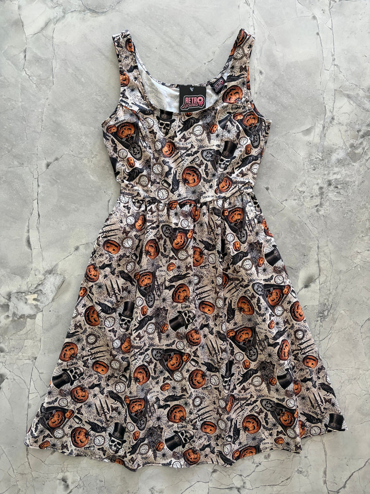Skulls &amp; Pumpkins Fit &amp; Flare Dress
