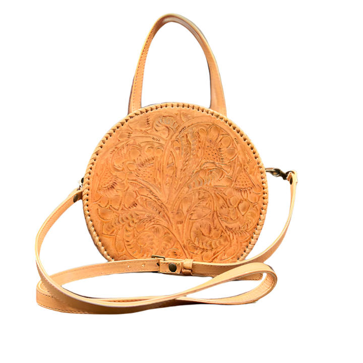 The Dixie | Hand-Tooled Leather Canteen Handbag from KADOU Boutique