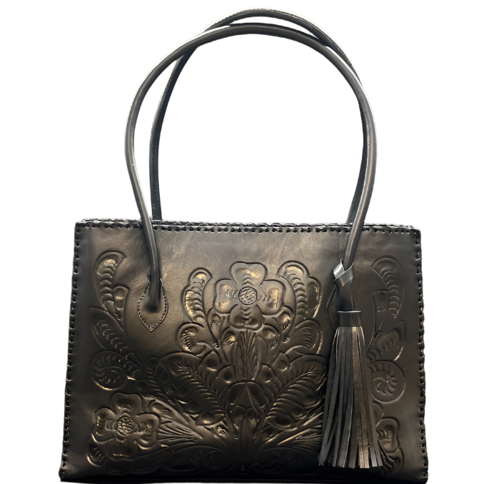 The Amy | Hand-Tooled Leather Tote Bag