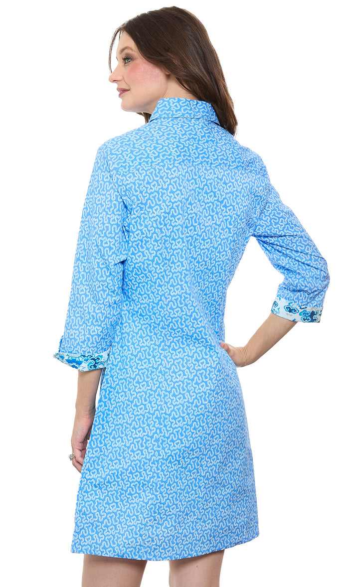 Sag Harbor blue coral print shirtdress from KADOU Boutique