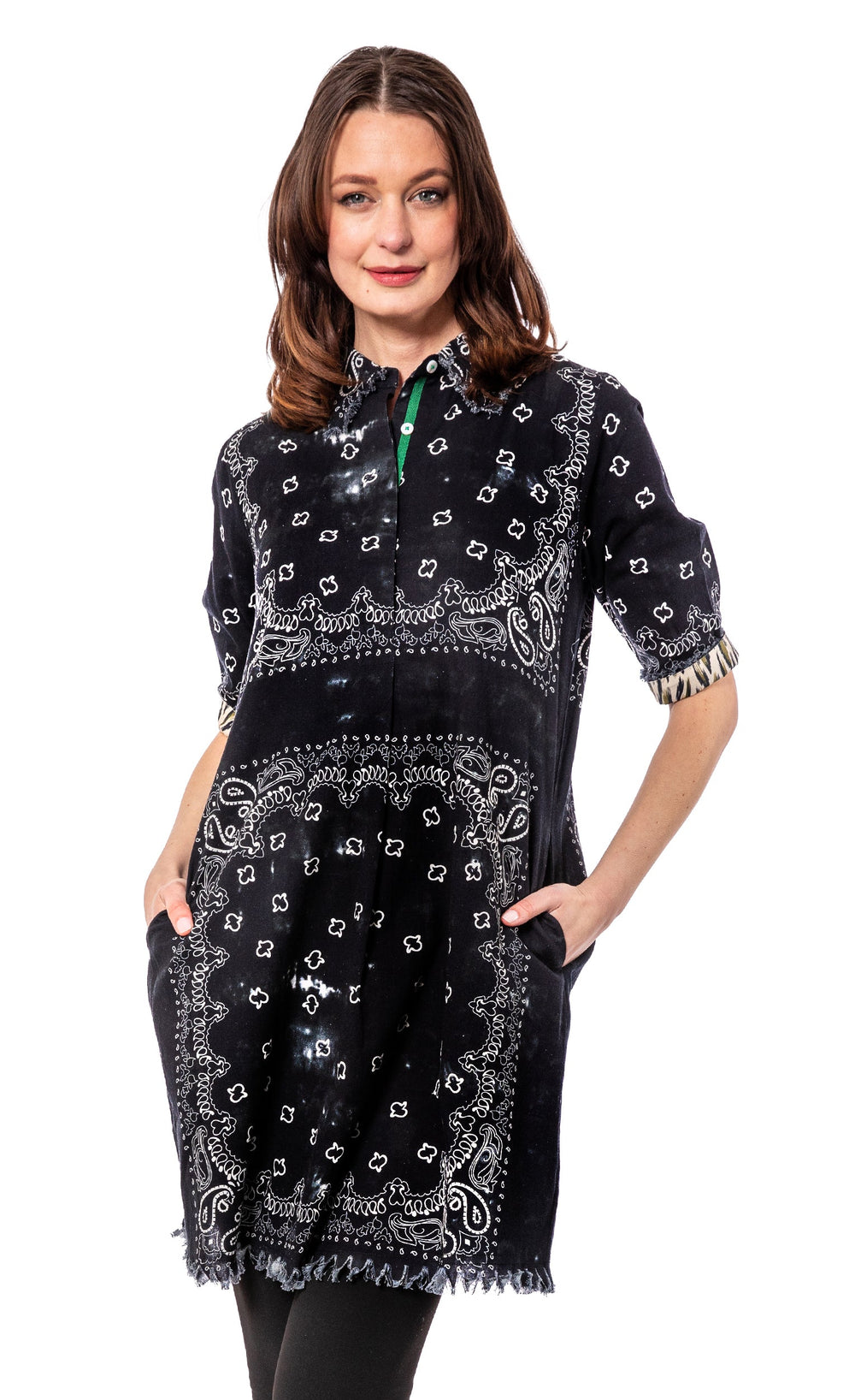 Chatham Dress Black Bandana Print from KADOU Boutique