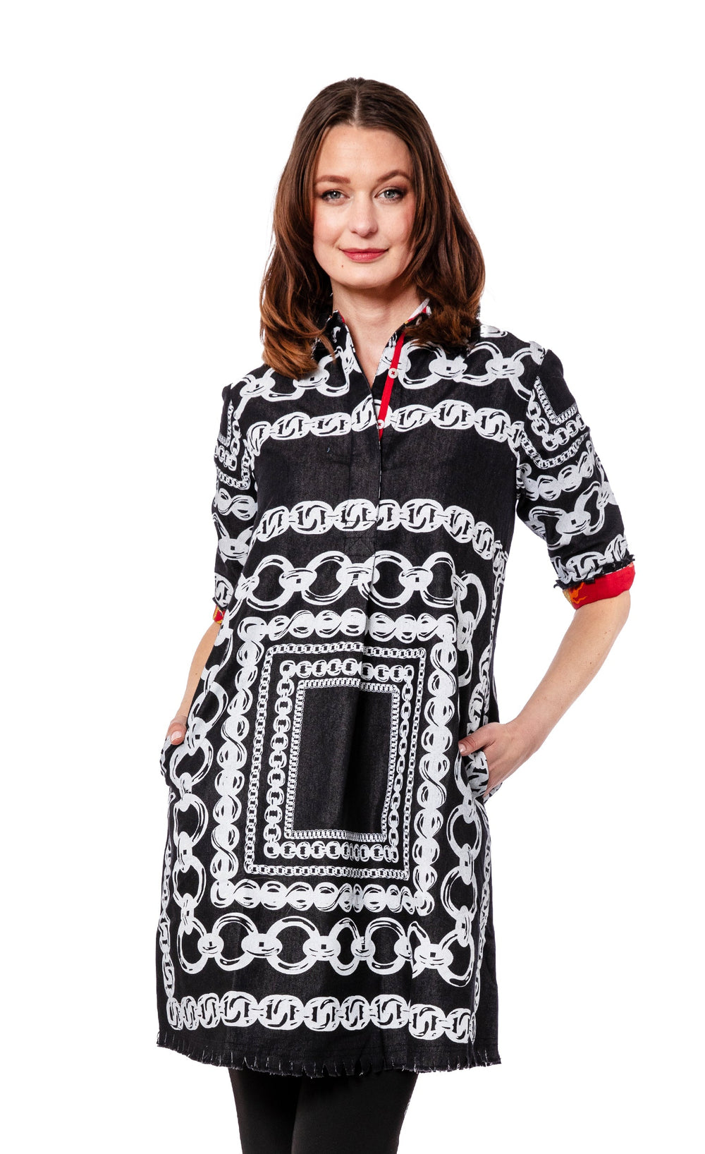 Chatham Black Denim with White Link Pattern from KADOU Boutique