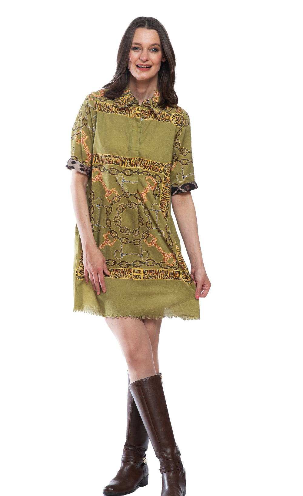 Chatham Dress Green Belt Print from KADOU Boutique